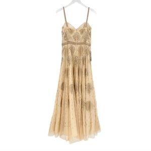 MAC DUGGAL Dress Size 6 Evening Gown Sequin Scallop Ruffle Tier NEW Blush Cream